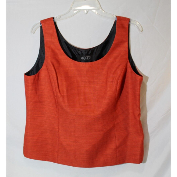 Kasper 2pc Suit Blazer/Jacket Open Front & Tank Top Orange Women's 14 Office - Picture 2 of 16